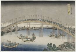 Le pont Tenma dans la province de Settsu (Hokusai) - Muzeo.com