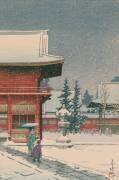 Neige au sanctuaire Nezu Gongen (Hasui Kawase) - Muzeo.com