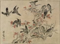 Oiseaux dans les branches d'un érable (Kawanabe Kyosai) - Muzeo.com