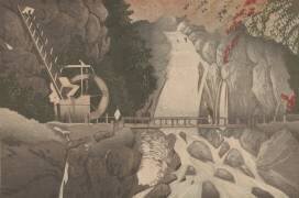 Pont Man'nen à la source de la source chaude Sokokura à Hakone (Kiyochika Kobayashi) - Muzeo.com