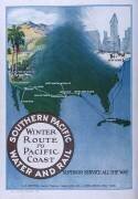 Publicité pour la «Route d'hiver vers la côte Pacifique» de «Southern Pacific Water and Rail» (Ecole américaine) - Muzeo.com