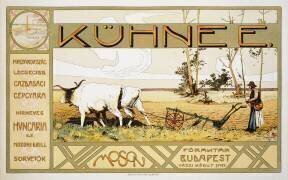 Reproduction d'une affiche publicitaire des fabricants agricoles «Kuhnee» (Arpad Basch) - Muzeo.com
