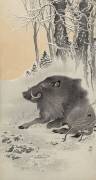 Sanglier couché dans un paysage enneigé (Ohara Koson) - Muzeo.com