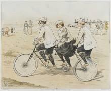 Série de lithographies : cyclisme, triplette à deux roues (Louis Vallet) - Muzeo.com