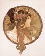 Tête byzantine d'une brunette (Alfons Mucha) - Muzeo.com