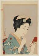 Woman Applying Lip Rouge,Taisho era, February 1920 (Goyo Hashigushi) - Muzeo.com