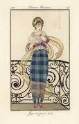Woman in a large toile skirt, looking afraid of a spider (Gerda Wegener) - Muzeo.com