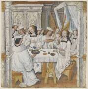 Jeunes gens et jeunes femmes autour d'une table (anonyme) - Muzeo.com