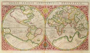 Carte du monde à double hémisphère (Gérard Mercator) - Muzeo.com