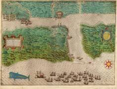 Raid sur la colonie espagnole de St Augustine en Floride (Baptista Boazio) - Muzeo.com