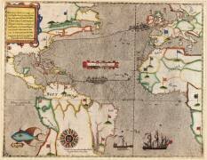 Route du voyage de Drake à travers l'océan Atlantique (Baptista Boazio) - Muzeo.com