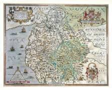 Une carte de Westmorland et Cumberland (Christopher Saxton) - Muzeo.com