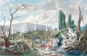 Abattage d'arbres dans le jardin de Versailles autour des Bains d'Apollon (Hubert Robert (d'après)) - Muzeo.com