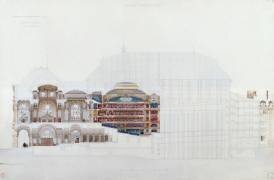 Académie impériale de musique, projet d'opéra, coupe longitudinale (Eugène Viollet-Le-Duc) - Muzeo.com