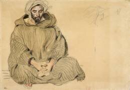 Arabe assis de face, les mains croisées (Eugène Delacroix) - Muzeo.com