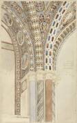 Assise - Eglise supérieure de Saint-François. Relevé de la décoration d'une partie de la voûte (Eugène Viollet-Le-Duc) - Muzeo.com