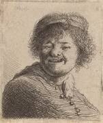 Autoportrait dans une casquette riant (Rembrandt) - Muzeo.com