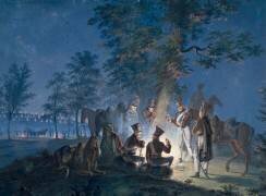 Bivouac du 2e régiment de hussards, à Austerlitz, en 1805 (Jean-François-Thérèse...) - Muzeo.com