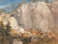 Caley Crags avec des cerfs (Joseph Mallord William Turner) - Muzeo.com