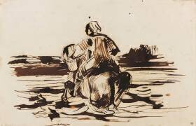 Cavalier arabe traversant un gué (Eugène Delacroix) - Muzeo.com