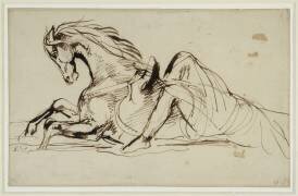 Cheval renversant son cavalier sortant de l'eau (Eugène Delacroix) - Muzeo.com