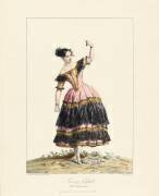 Costumes historiques : Fanny Elssler dansant la cachucha dans le Diable boiteux (Achille Devéria) - Muzeo.com