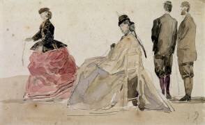 Crinolines sur la plage (Eugène Boudin) - Muzeo.com