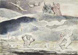Dante et Virgile regardent dans le fossé des flatteurs (William Blake) - Muzeo.com