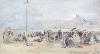 Des gens sur la plage (Eugène Boudin) - Muzeo.com