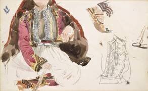 Diverses études de costumes grecs (Eugène Delacroix) - Muzeo.com