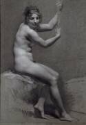 Etude de femme assise à droite, les bras levés (Pierre Paul Prud'hon) - Muzeo.com
