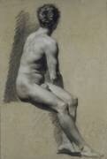 Etude d'homme assis, de profil à droite, tournant le dos (Pierre Paul Prud'hon) - Muzeo.com