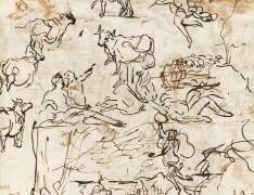 Etudes de personnages et d'animaux (Nicolas Poussin) - Muzeo.com