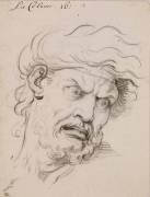 Expression des passions de l'âme : La Colère, tête de trois quarts à droite (Charles Le Brun) - Muzeo.com