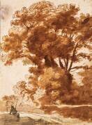 Groupe d'arbres et berger se reposant (Claude Gellée) - Muzeo.com