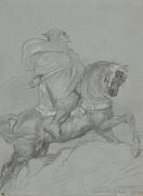 Guerrier arabe à cheval, le sabre à la main, de profil à droite (Théodore Chasseriau) - Muzeo.com