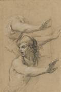 Homme à mi-corps, regardant derrière lui; reprises (Charles Le Brun) - Muzeo.com