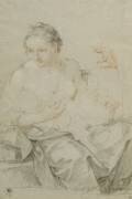 Jeune femme assise allaitant un enfant ; reprise de la main gauche (Charles Joseph Natoire) - Muzeo.com
