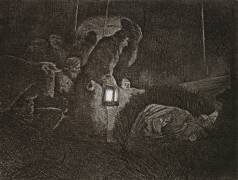 L'adoration des bergers, à la lumière des lanternes (Rembrandt) - Muzeo.com