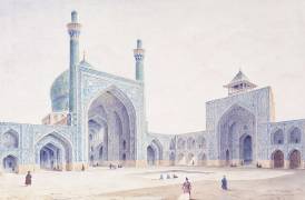 Orientalisme : vue de l'intérieur de la cour de la Grande Mosquee d'Ispahan, Voyage en Perse - Ispahan (Pascal Coste) - Muzeo.com