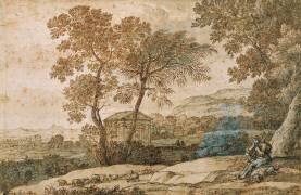 Paysage avec un berger et son chien (Claude Gellée) - Muzeo.com