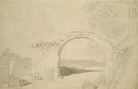 Paysage de rivière avec une arche (Caspar David Friedrich) - Muzeo.com