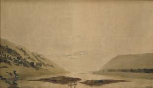 Paysage montagneux avec rivière le matin (Caspar David Friedrich) - Muzeo.com