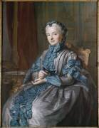 Portrait de madame la présidente de Rieux, en habit de bal, tenant un masque (Quentin de La Tour) - Muzeo.com