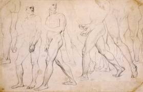Sept hommes nus debout, étude pour Romulus vainqueur d'Acron (Jean-Auguste-Dominique Ingres) - Muzeo.com