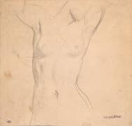 Torse de femme nue, vue de face, les bras levés (Théodore Chasseriau) - Muzeo.com