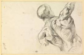 Torse d'écorché de dos, bras levé (Eugène Delacroix) - Muzeo.com