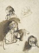 Trois études d'un enfant et une d'une vieille femme (Rembrandt) - Muzeo.com