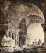 Un grand bâtiment en forme de croix (Hubert Robert) - Muzeo.com