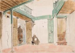 Une cour à Tanger (Eugène Delacroix) - Muzeo.com